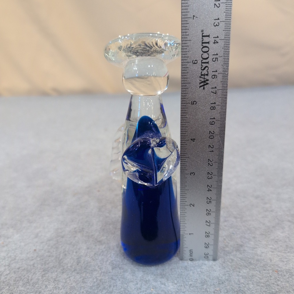 Vintage‎ Murano Cobalt Blue Glass Angel Candle Holder MCM Style - Picture 4 of 4